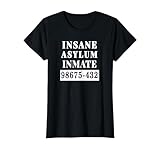 Insane Asylum Inmate Costume Shirt Halloween Party Shirt T-Shirt, Women, Black, 3X-Large