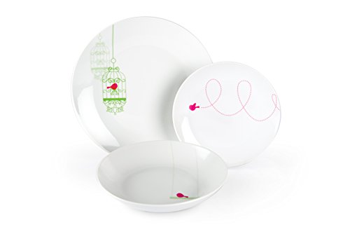 Set composto da: 6 piatti piani ⌀ 27 cm; 6 piatti fondi ⌀ 20 cm; 6 piatti frutta ⌀ 19 cm