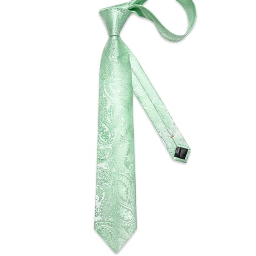 Image of DiBanGu Mens Paisley Tie Sets Silk Jacquard Woven Floral Necktie and Pocket Square Cufflinks Wedding Business Party
