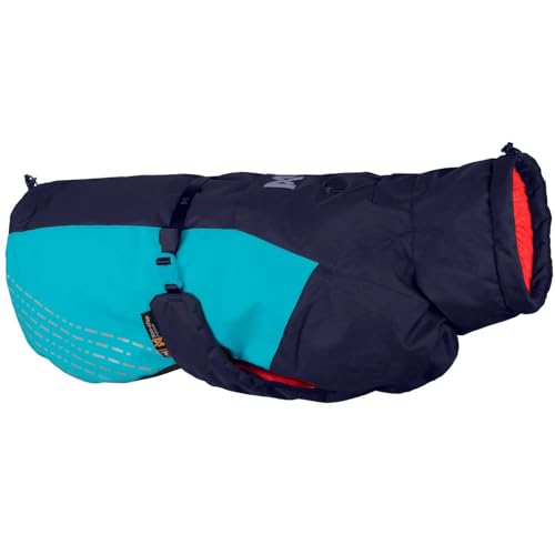 Non-stop dogwear Glacier Jacket 2.0, warme Hundejacke für Winter und kaltes Wetter mit Leinenöffnung und Beinschlaufen, Blau, Größe 50 für mittelgroße Hunde