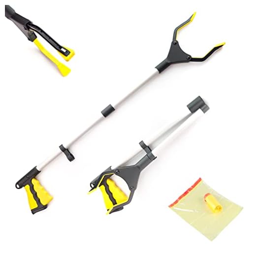 ALIESH 32” Litter Picker Grabber Stick Foldable Reach Grabber with 360° Rotating Head and Magnetic Claw Light Weight Aluminium Reaching Aid Perfect Litter Pickers for Adults and Disability Aids.