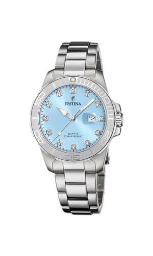 Festina Reloj Mujer Analógico de Acero Inoxidable 316l Plateado   Movimiento de Cuarzo   Cristal Mineral de Alta Resistencia   Resistente al Agua 10 ATM   Calendario F20503/5   Boyfriend Collection