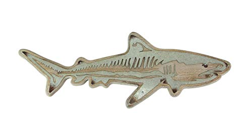 Zeckos 33 Inch Distressed Wood Metal Accent Shark Wall Hanging Plaque Decorative Ocean Art Sculpture Nautical Décor #TOP9
