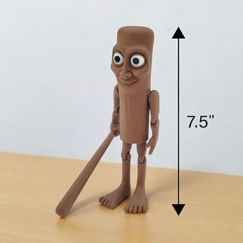 Image of VAALI Tung Tung Tung Sahur Action Figure | 7.5-Inch Meme Toy | Italian Brainrot Collectible | 3D Printed Articulated Model with Bat | Funny Viral Figurine Gift | Brown (Pack of 1)