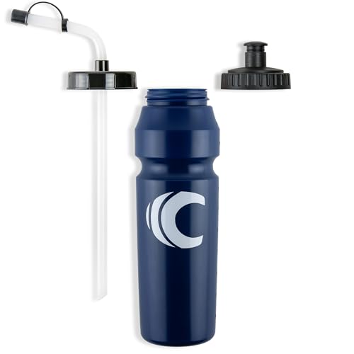 Image of Cannon Sports 1 Liter Sports Water Bottle, BPA-Free, 34 Oz Capacity, Large Mouth, 2 lids (Straw and Squeeze), Great For Helmet Sports Such As Hockey, Lacrosse, Football, Boxing (Navy)