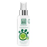 SPRAY LIMPIADOR FACIAL: Limpiador muy suave con aloe vera, de uso directo, para limpiar e higienizar el hocico, patitas y otras zonas delicadas e íntimas del cuerpo sin necesidad de utilizar agua.