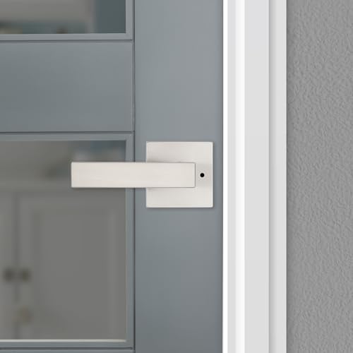 Image of Kwikset Singapore Interior Privacy Door Handle with Lock, Door Lever For Bathroom and Bedroom, Satin Nickel Reversible Keyless Turn Lock, with Microban Protection