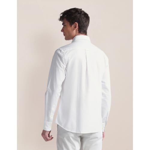 Image of U.S. POLO ASSN. Mens Cotton Regular Fit White Solid Collared Neck Long Sleeve Casual Shirts