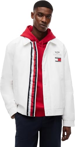 Tommy Hilfiger Unisex Blouson Jacke TH X Cadillac F1 Chevron mit Knopfleiste Weiß (White) XXL