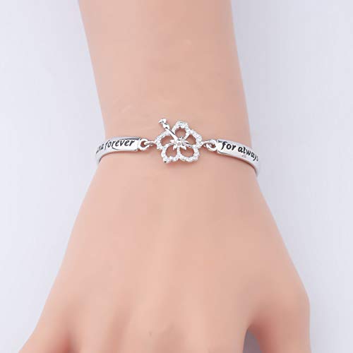 BAUNA Bracelets Family Member Gift Forever For Always Hibiscus Flower Charm Hawaiian Jewelry for Best Friend BBF4