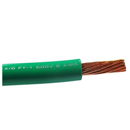 25Ft 6 AWG Gauge Green Primary Power Ground Wire Cables for Electronic Stranded Wire Cable Electrics