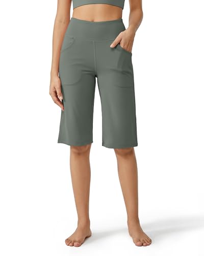 Image of Promover 14 inch /21 inch /23 inch /25 inch Inseam Capri Pants for Women Wide Leg Yoga Cropped Pants with Pockets Loose Casual Summer Pant