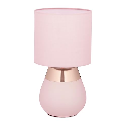 Relaxdays Lampe de Chevet, Abat-Jour, Douille E14, câble, H x D : 32 x 18 cm, pour la Chambre,...