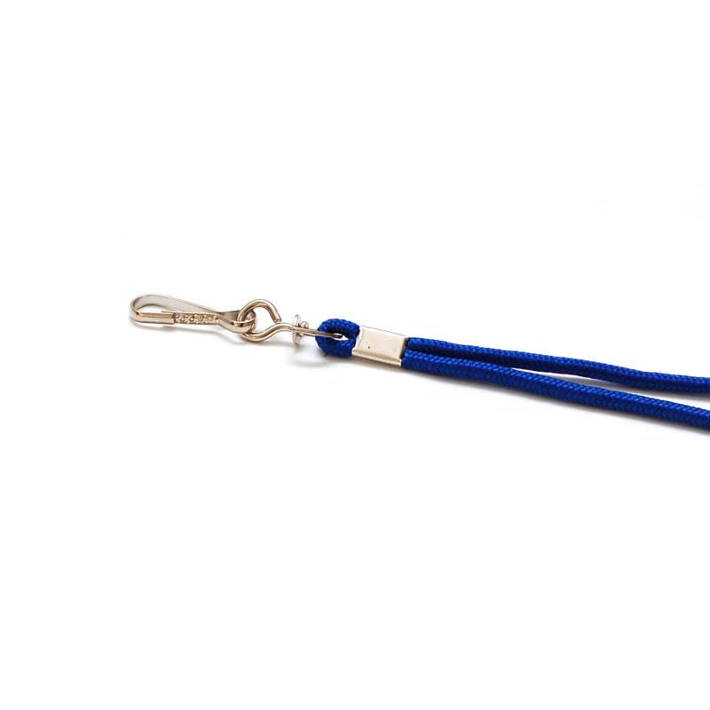 Lanyard redondo de seguridad de 4 mm con mosquetón metálico - Azul real (lote de 100)