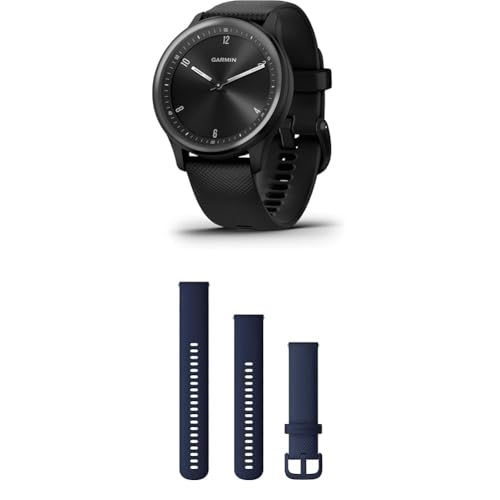 Garmin vívomove Sport, Hybrid Smartwatch with up to 5 days battery life, Black & Quick Release Band (20 mm) - Marine