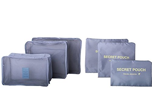 Image of Luggage Organizer,Mossio 7 Piece Suitcase Portable Storage Packing Case Grey