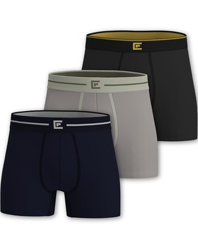 Pierre Calvini Bamboo Boxers Mens - Anti Chafe, Moisture Wicking, Breathable Underwear - Longer Leg Trunks - No Itchy Labels, Soft Boxer Briefs (3/6-Pack)