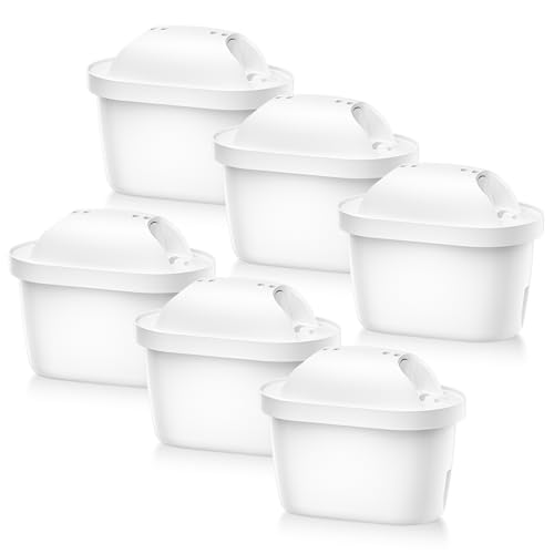 Tikstoy Filtre à eau de rechange, Cartouche de Filtre à Eau Compatible avec Brita® Maxtra Pro®, Maxtra+® Plus All-in-1 Carafe Filtrante, Réduire les PFAS, PFOA/PFOS, Chlore, Calcaire (6)