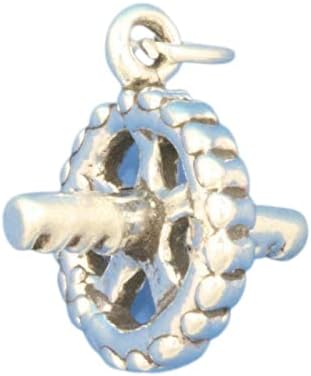 Ab Wheel Roller Fitness 3D 925 Solid Sterling Silver Charm DIY Crafting