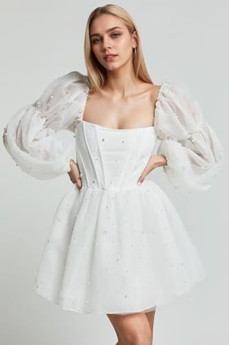 Xijun Short Homecoming Dresses for Teens 2025 Puffy Sleeve Corset Prom Dress A Line Party Mini Cocktail Gowns2