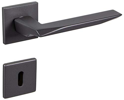 Preisvergleich Produktbild Gedotec Türdrücker-Garnitur Antik Türbeschlag Zimmertür - Prisma 1351 / Türgriff schwarz anthrazit matt / Griff BB - Buntbart / 1 Set - Design Drückergarnitur Innentüren inkl. Befestigungsmaterial