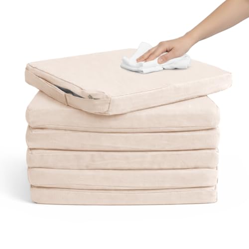 Pack 6 Cojín para silla 42x40x4 cm｜Repelente al agua y fácil de limpiar｜Con cintas de sujeción｜Funda con cremallera desmontable｜Uso interior y exterior｜Ideal para comedor, terraza, jardín u oficina