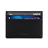 Lawrence London ® Credit Card Holder, Genuine Full Grain Leather, RFID Blocking Minimalist Wallet, Dual Sided with 5 Pockets, Great Gift, Ideal for Travel (Black)