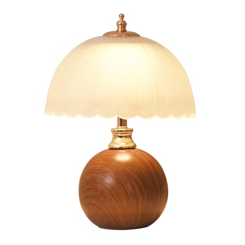 HHRLCH Light Mushroom Lamp Globe Ceramic Table Lamp Nordic Desktop Nightstand Lamp Accent Lamp with Dome Glass Shade Mushroom Desk Lights for Bedroom Living Room Restaurant Dining Room Light Household