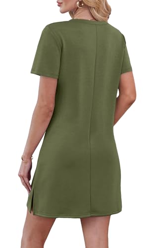 Image of RUMIA Summer Dresses for Women 2026 V-Neck Casual Sundresses T-Shirt Dress