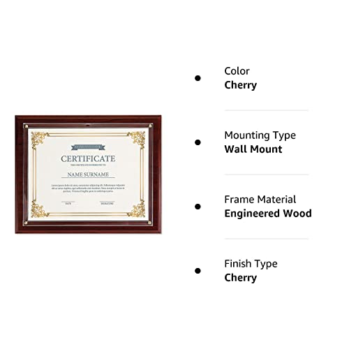 Fine Stationery Dark Cherry Award Plaque - Slide-In 8.5X11 Certificate Or Diploma, Wall Frame #TOP5