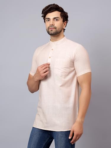 Image of LATEST CHIKAN Men's Cotton Regular Casual Strped Short Kurta Half Sleeves - (SK-LJ.DS.AS)