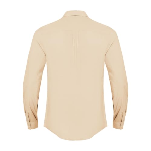Image of JEKAOYI Mens Button Down Cotton Linen Shirts Casual Long Sleeve Beach Tops