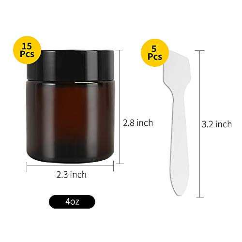 image for Betrome 4 oz Amber Glass Jars 15 Pack,Round Empty Cosmetic Containers,