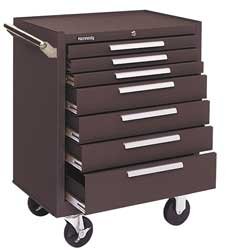 277XB K1800 Series 27in 7-Drawer Industrial Roller Cabinet, Ball-Bearing Slides, Tubular Lock, Brown