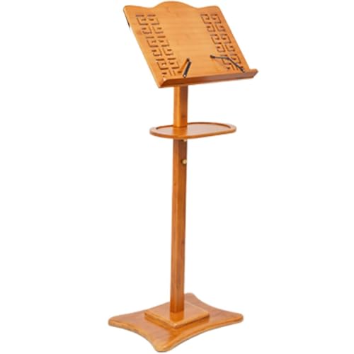 Soporte de música de bambú, altura ajustable, diseño retro, soporte de música de alta estabilidad para banda, coro y uso doméstico