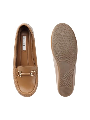 Image of ELLE Women's Flats Slip-On Loafers with Metallic Buckle