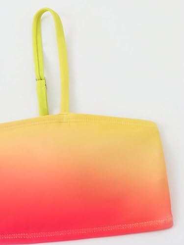 OYOANGLE Girl's 3 Piece Bikini Sets Ombre High Waist Bikini Bathing Suit with Kimono Swimwear3