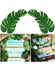 Black Friday Sale 2022 Soyee 36pcs Tropical Palm Leaves, DIY Waterproof Artificial Leaf Table Runners for Hawaiian Luau Tropical Party Decoration, Jungle Party Supply Table Decoration Accessories- (L/M/S Size)