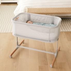 Image of Skip Hop Cozy-Up 2-in-1 Bedside Sleeper Grey and White Clouds 100% Cotton Fitted Bassinet Sheet
