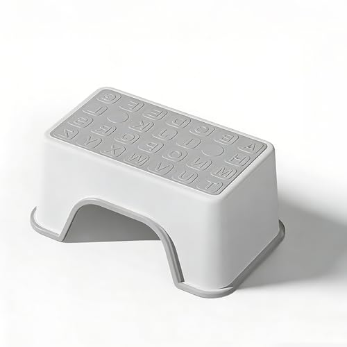 Image of 5 Inch Height Step Stool, 11.8 inch L x 7.5 inch W Toddler Step Stool | One Step Stools for Kids, Small Child Foot Stool for Bed, Bathroom, Toilet, Potty Training - Gray 11.8 inch L x 7.5 inch W x 5''H