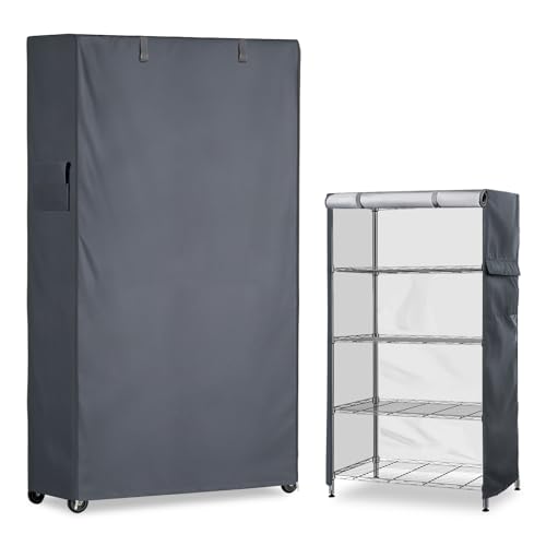 Dalema Waterproof Shelf Cover,600D Heavy Duty Dustproof Storage Wire Rack Covers,Outdoor Shelving Covers for Wire Shelves with Zipper 36''x14''x72'',Grey.