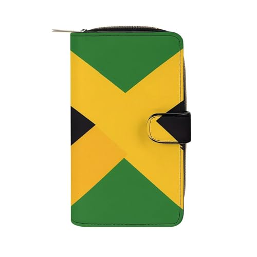 Jamaican Flag Womens PU Leather Wallet Long Purse Clutch Organizer for Office Travel