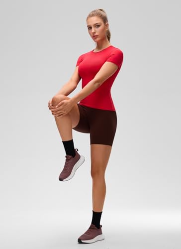 Image of CRZ YOGA Softembrace High Neck T-Shirt | Workout, Ultra Soft, Tight Fit, Waist Length, Short Sleeve Tops for Women