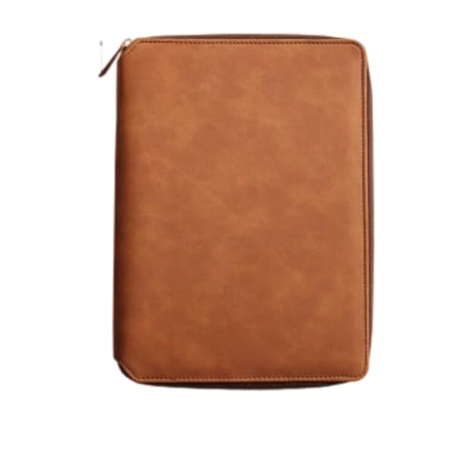 ITMEAT【A5サイズ】システム手帳 ビジネス手帳 ファスナー付き PUレザー 6穴リングノート ルーズリーフ メモ帳 バインダー 耐久性 携帯便利 オフィス用品 卒業記念品 男女兼用 (茶色)