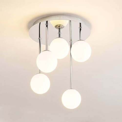 Plafonnier en argent métal Chrissy au design moderne et raffiné à 5 lampes - 3