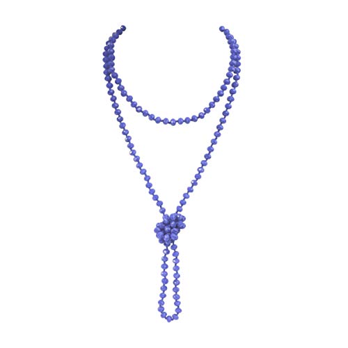Hand Knotted Beads Endless Long Statement Necklace - Handmade Versatile Beaded Strand Lariat Multi Layer Infinity Wrap 60
