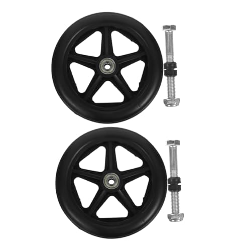 DOITOOL 2 Juegos Rueda Para Accesorios Para Sillas De Ruedas Desactivar Kit De Reemplazo De Ruedas Frente Ruedas De Reemplazar Freno Eje Borde Negro Acero