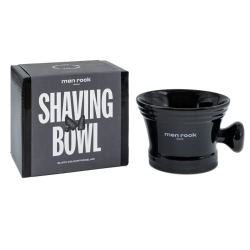 Men Rock Rasierschale aus Porzellan mit Griff, Elegantes Schwarz, 1 Stück - Image 3