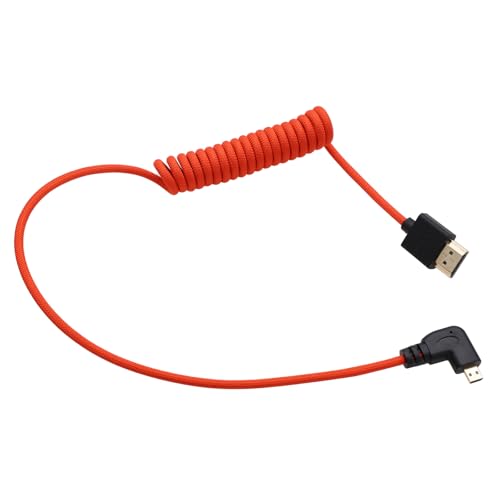 HangTon Micro HDMI to HDMI 8K 4K60p Cable for Canon R6 II R5C R5 Sony ZVE10 A7C A7R IV III A7S II Lumix S5 S9 GH4 Camera ATOMOS Ninja V Ultra SmallHD Monitor, Rigth Angle Type A D HDMI 2.1 Red 50cm
