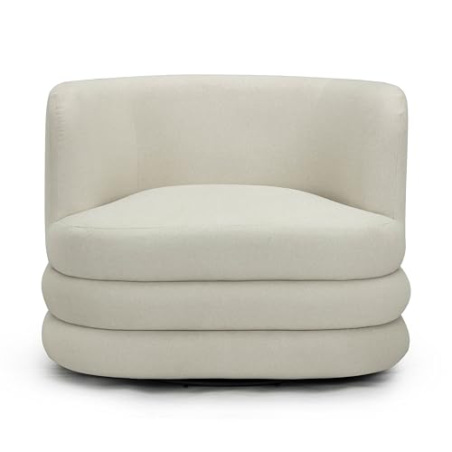 Sillón Lounge Giratorio Cremoso Tela Suave